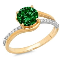 1.72ct okrugli rez zeleni simulirani smaragd 14k bijelo žuto zlato ugraviranje Izjava bridalne godišnjice Angažovanje vjenčanog prstena veličine 4,5