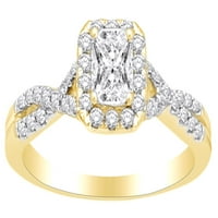 Twist Shank ženski zaručni prsten u 14k žuto zlato s bijelim prirodnim dijamantima sa veličinom prstena-5.5