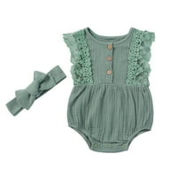 Hirigin Baby Girls Dvodijelna odjeća set bez rukava, čipke za rub + trake za glavu
