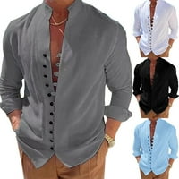 Muška ležerna haljina košulja dugih rukava labava bluza s majicama majice tinesi sivi xl