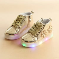 Djeca dječja djevojaka cvjetna kristalna LED svjetlo Svjetlosne tekuće sportske čizme cipele