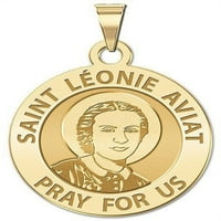 Saint Leonie Aviat verska medalja veličine nikla u čvrstom 14K žutom zlatu