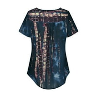 Ženski vrhovi Henley grafički otisci Bluza Casual Women TEE kratki rukav ljetni bluze Blue 2xl