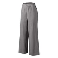 Ženske duge Capris sa čvrstim visokim strukom širokim nogama ravne pantalone Solidne hlače Ljetne hlače