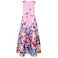 IOPQO Maxi haljina za žene Svečane haljine za žene V Dress Dress Boho Veličina Maxi Print Vintage Women