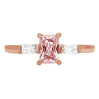 0,8ct smaragdni rez ružičasti simulirani dijamant 18K 18K ružičasto zlato Angažovanje kamena prstena