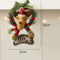 Božićni ukras krug ratana sa tkaninom lutka ručno izrađena Xmas Decor pribor zidni viseći