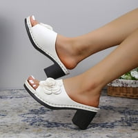 DMQupv casual sandale za žene široko srednje pete na petu na ribljim ženskim zglobovima zakrivljene mliječ flop flops sandale sa lukom sandala bijela 6,5