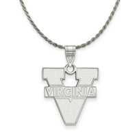 Sterling Silver U. Virdžinije Veliki 'V' Logo Privjesak ogrlica, u