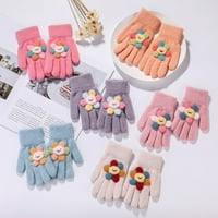 Par dječje rukavice puni prst šareni suncokret dekor zadebljane rastezme Držite tople meke zimske rukavice