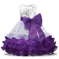 Zpanxa Baby Girls Princess haljina, vjenčanica za djevojke, čipkaste veze sa izvezenim luknim cvijećem
