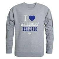 Love Wellesley College Blue Fleece Crewneck Pulover dukserica