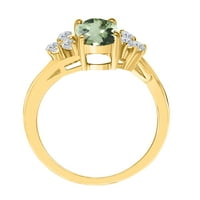 Mauli dragulji za žene 1. Karatni dijamant i ovalni oblik zeleni ametist prsten u prstenu 10k žuto zlato