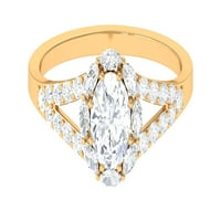 Ovjereni moissan zaručnički prsten sa halo za žene, 14k žuto zlato, SAD 13,00