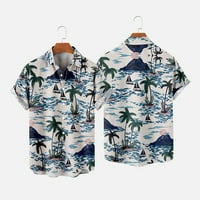 Lovskoo muške havajske zaklopke s prugastom tiskanim stand-up ovratnikom majica s kratkim rukavima,