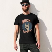 Rock znak ručne grafike Vintage majica MENS CLASSIC CREWNECK kratkih rukava u unise crni m