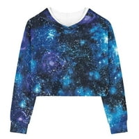 PZUQIU modne gornje dukseve za djevojčice 5- galaxy grafički pulover dukserica s duksevima, trendy preppy