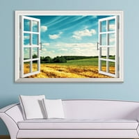 Zidni prozor Pogledaj platnu Zidna umjetnost - Otvoreno pšenično polje - Galerija Giclee Print World