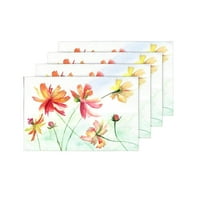 Šarene proljeće Daisy cvijeće Vodenokolor cvjetni umjetnički placematici Stolni prostirke za blagovaonicu Kuhinjski stol ukras, skup od 4