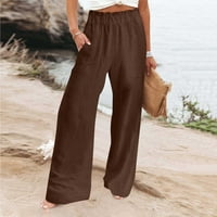 Yuwull ženske hlače Flowy Hlače Ležerne prilike bez labavih ležatnih pantalona za žene Ljetne žene Palazzo Pants Plus veličine Hlače na plaži