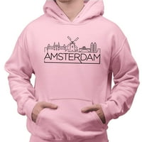 Skyline Amsterdam Hoodie dukserica unise 5x-velika ružičasta