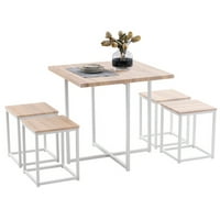 Wilitto Set za blagovanje, blagovaonica za 4, PVC stol i stolice, svijetlo boje i bijelo
