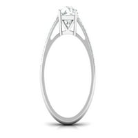 Zaručni prsten Solitaire Moissite sa bočnim kamenjem - 2. CT, 14k bijelo zlato, US 4.00