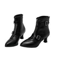 Crne čizme za gležnjeve za žene Dressy Stiletto peta gležnjače Boots čipkani patentni čizme Dress kratka