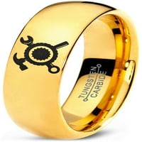 Volfram čekić vijak prekriženi prsten za prsten za muškarce žene udobnost FIT 18K žute zlatne kupole