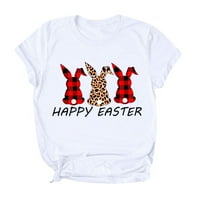 Amidoa Womens Happy Uskrs tiskani kratki rukav na vrhu bluza majica Y2K estetski vintage majice