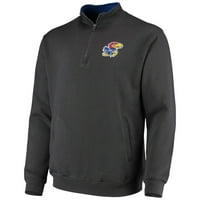 Muški colosseum charcoal Kansas Jayhawks Tortugas Logo Quarter-Zip Jacket