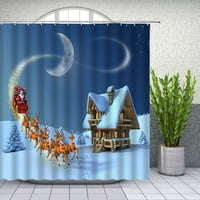 Božićne tuširane zavjese Novogodišnja kupaonica Dekor Xmas Drvo Cartoon Santa Snowman Kids Curkina za kupanje Podesi vodootporni poliester