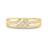 10KT Žuta zlatna mens okrugla kanal-set Diamond Trostruki vjenčani prsten, CTTW