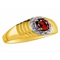 * Rylos muns dizajnerski stil halo granet i dijamantni prsten - januarski napitak * 14k žuto zlato