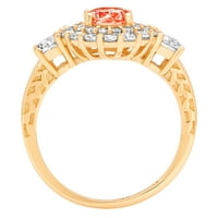 1. CT sjajan okrugli rez Clear Simulirani dijamant 18k žuti zlatni halo pasijans sa Accentima prsten