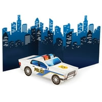 Party Central Seapoam plave i žute 3D policijske automobile 13