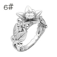 Prekrasan ženski cvjetni prsten ruža Lucky Cvjetni list dijamantski nakit