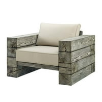 Lounge Seclica Sofa Set stolice, Sunbrella, Simulirano drvo, svijetlo siva siva bež, moderan savremeni