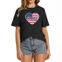 Promjena američkog zastava Srce SAD Love Slatka ženska retro majica kratkih rukava Grafika TEE za kraljicu