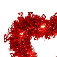 Gireui Valentinovo vijenac sa šljokicama, oblika srca Romantični Tinsel Garlands Zidni viseći ukras za festival za zabavu