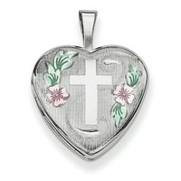 FineJewelers sterling srebrni d c i emajlirani križ i cvijeće Ogrlica za srce