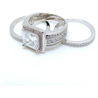 Beverly Halo Bridal Set CZ Angažone prsten za vjenčanice Ginger Lyne Collection