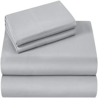 Broj navoja Egipatski pamučni četverodni lim za krevet postavljen duboka džepna veličina pune boje srebrne sive čvrsto