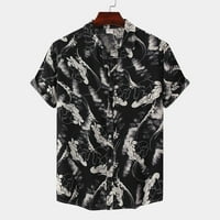 Muški kratki rukav casual havajska majica Ljetni cvjetni kamp casual vrhovi crne 3xl