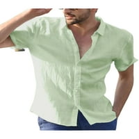 Muški gumb za kratki rukav u obliku majica Casual pamučna mješavina Tee Top Green M