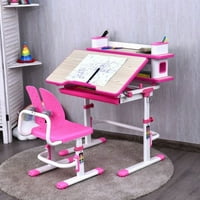 Podesiva dječji stol i set za djecu i stolica-ružičasta