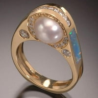 FCFome Boemian Spacable Par Swivel Ring Moda Klasični prsten za prst Elegantna umjetnost FAU Pearl prstenasti nakit Pribor-Goldenus 7