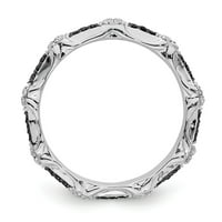 Izrazi srebrne boje Sterling 0. CT. Crno-bijelo dijamantska prstena veličine 5