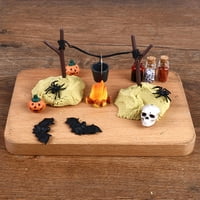 1set 1: minijaturni Halloween Horror Decor igračka šišmiša lubanja metla metla Spider bundeve glave