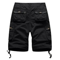 Crne muške kratke hlače Cargo muns casual multi ravna čvrsta boja Vanjske kombinezone hlače Shorts Dugme